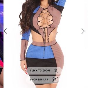 Hit The Block Skirt Set - Blue/combo